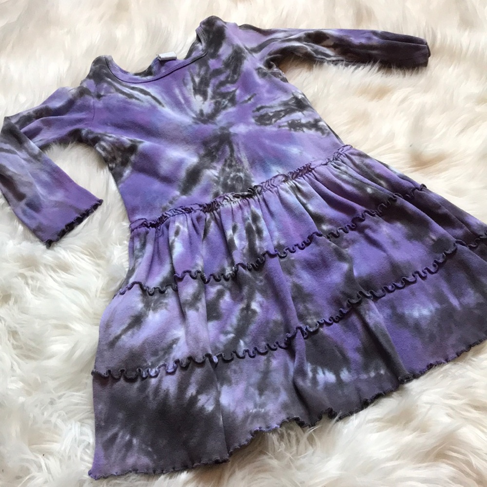 Purple hand dyed later ruffle dress